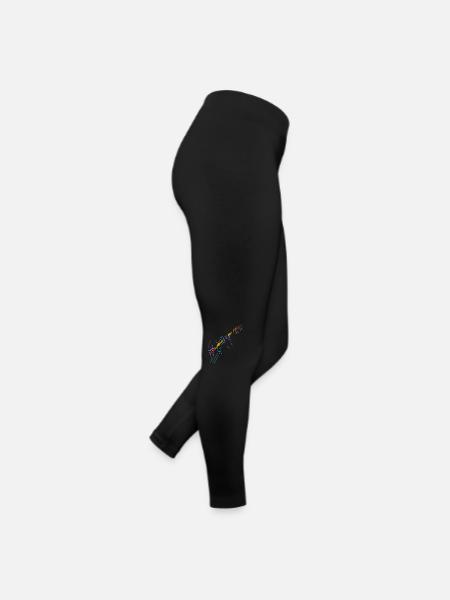 Regenbogenfarbener Gitarrist. Elektrogitarre. - Frauen Jersey Leggings - Schwarz - Rechts