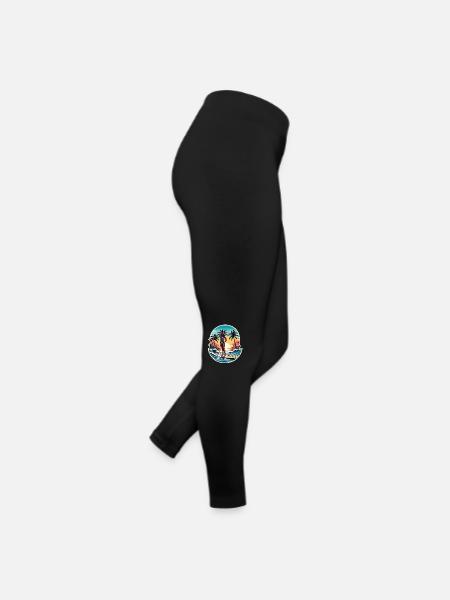 Surfen Strand Palme Sonnenschein Urlaub - Frauen Jersey Leggings - Schwarz - Rechts