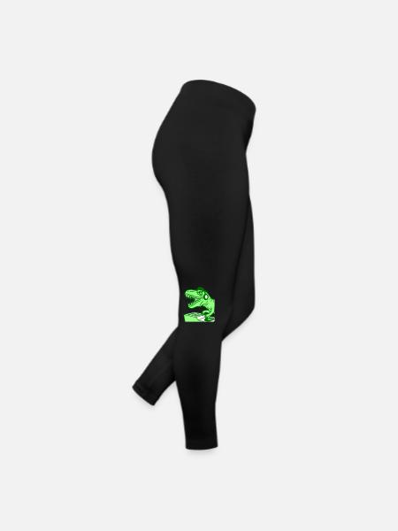 Cool Dino DJ T. Rex Dinosaur Party Club Music - Women’s Jersey Leggings - black - Right
