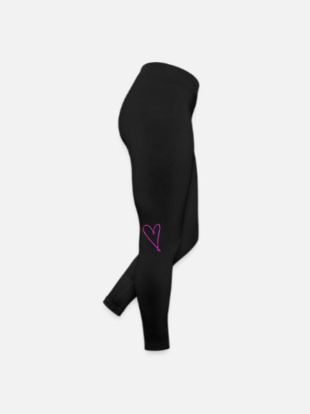 Coeur rose avec incisions Idée cadeau rose - Legging en jersey Femme - noir - Droite