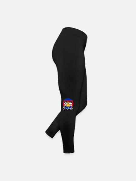 Kambodscha Tempel Khmer Vintage Flagge I Geschenk - Frauen Jersey Leggings - Schwarz - Rechts