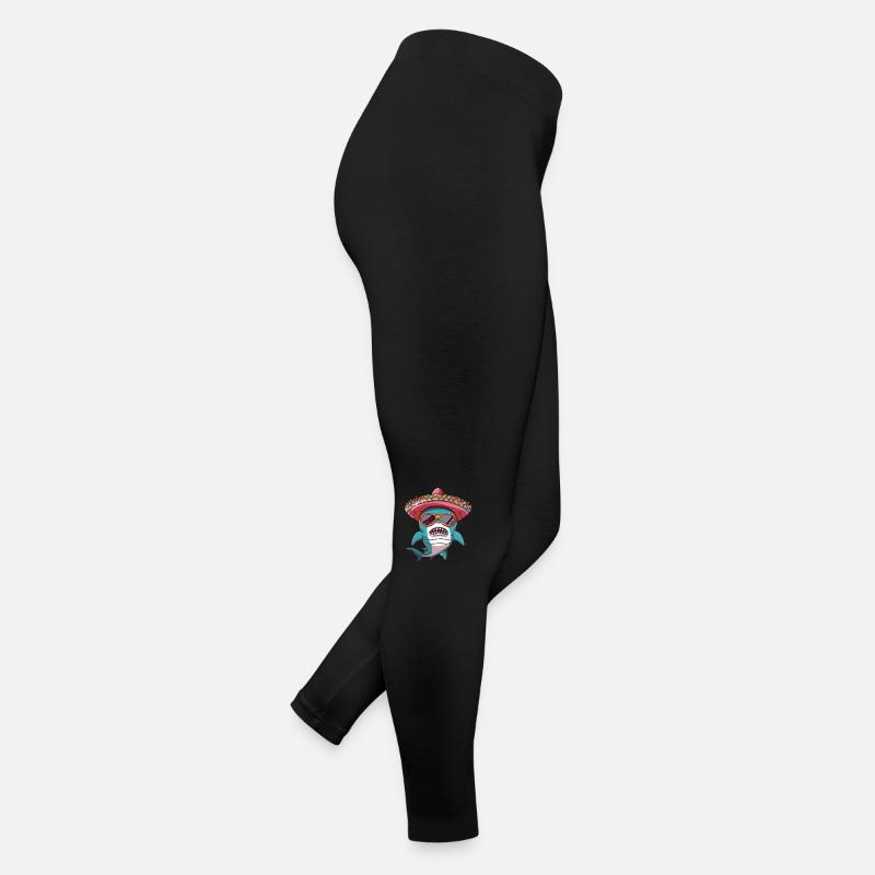 Shark Comic Funny Sombrero Women’s Jersey Leggings