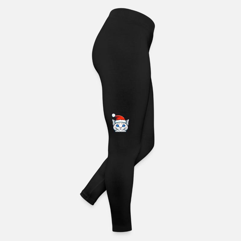 Beau chat portant un chapeau de Noël Legging en jersey Femme