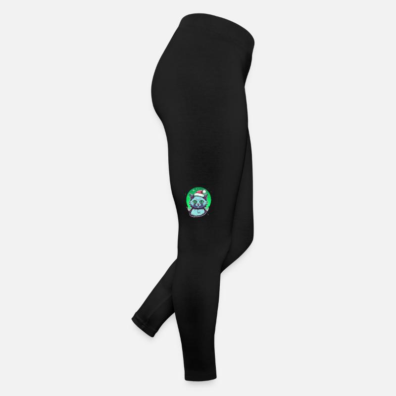 Superbe chaton portant un chapeau de Père Noël Legging en jersey Femme
