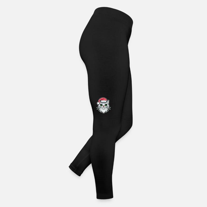 Beautiful kitten wearing Xmas hat Women’s Jersey Leggings