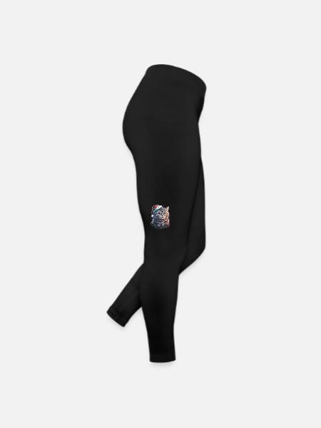 Wunderschönes Kätzchen mit Weihnachtsmannmütze - Frauen Jersey Leggings - Schwarz - Rechts
