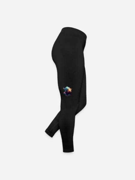 Galaxie Yak - Frauen Jersey Leggings - Schwarz - Rechts
