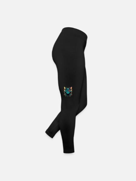 Vintage Cat und Musik - Frauen Jersey Leggings - Schwarz - Rechts
