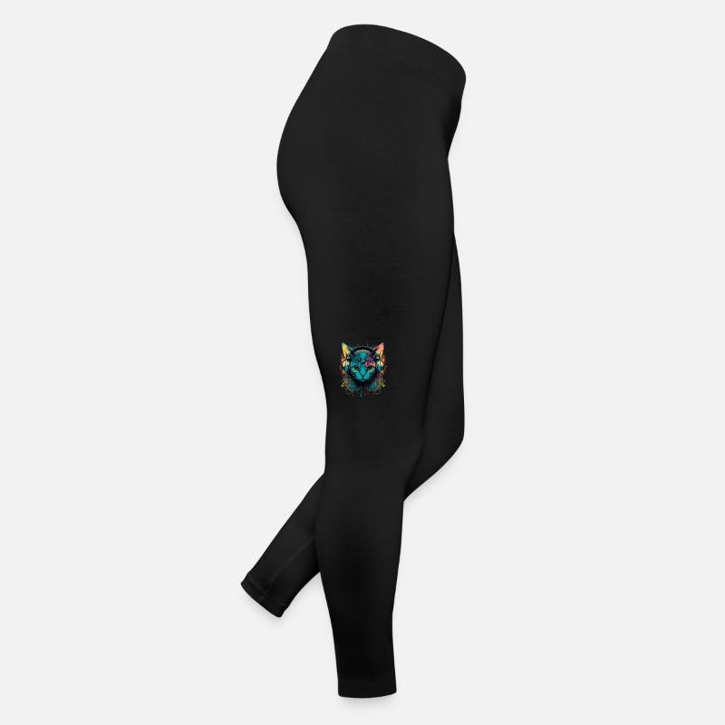 Chat vintage et musique Legging en jersey Femme