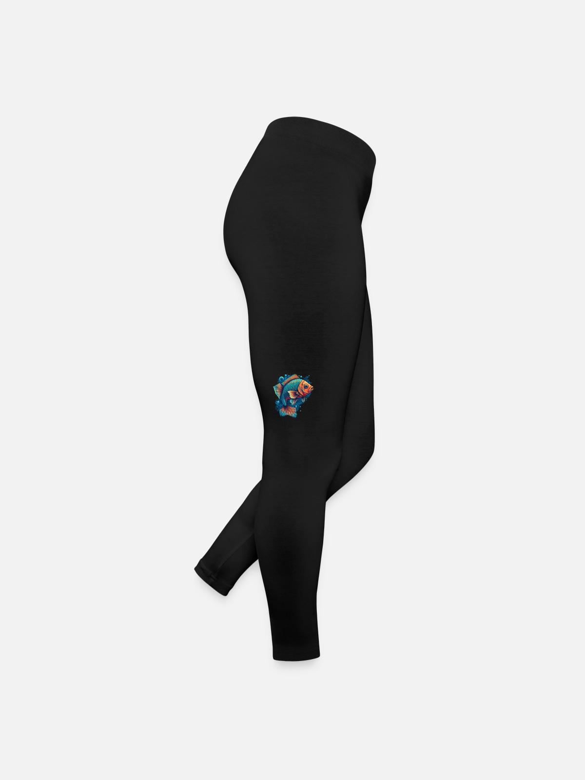 Flat Fish Illustration - Women’s Jersey Leggings - black - Right