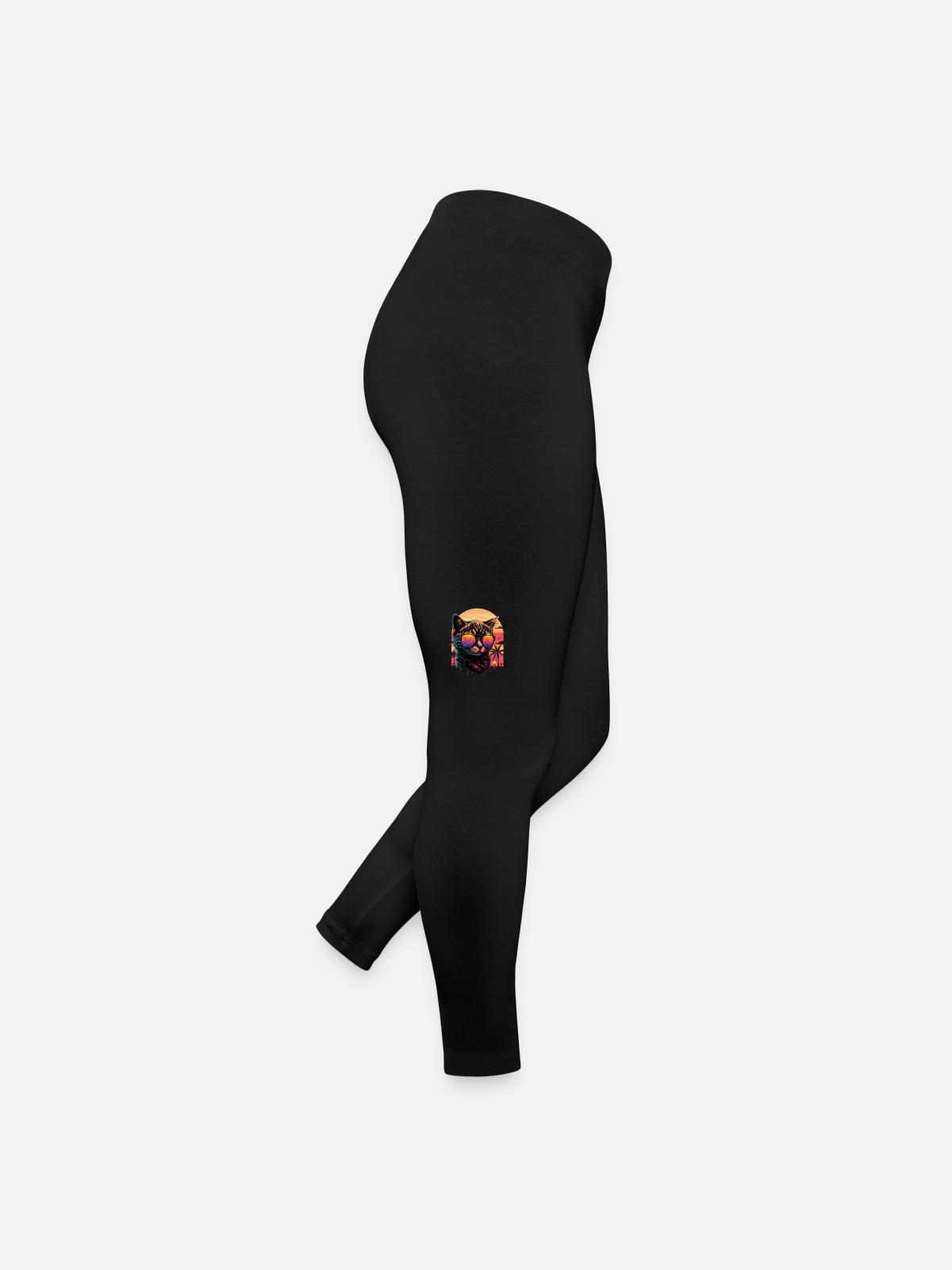 Sunset Cat - Women’s Jersey Leggings - black - Right