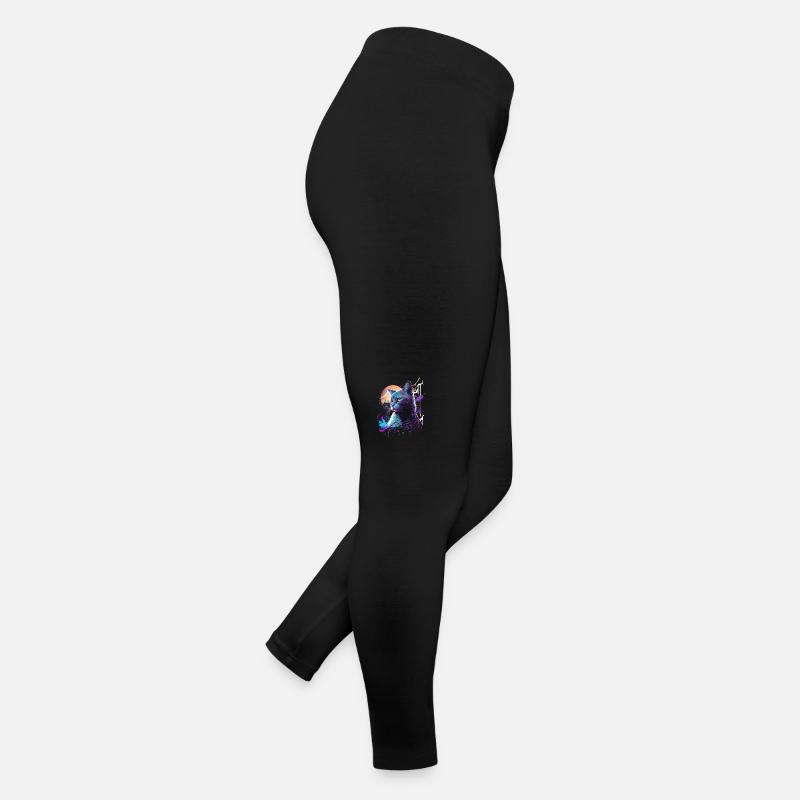 Gato púrpura Leggings de punto para mujer