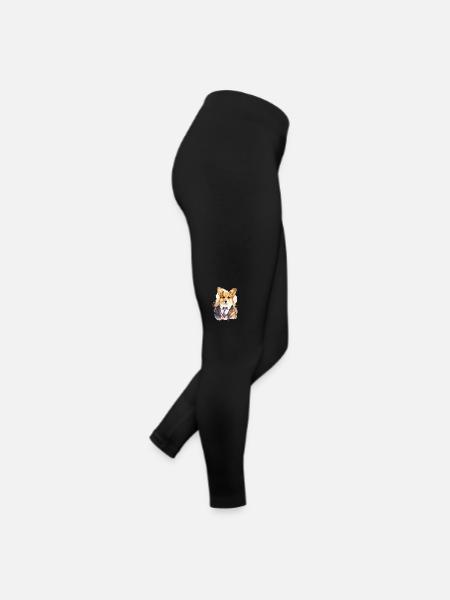 Corgi Charmanter Hund - Frauen Jersey Leggings - Schwarz - Rechts