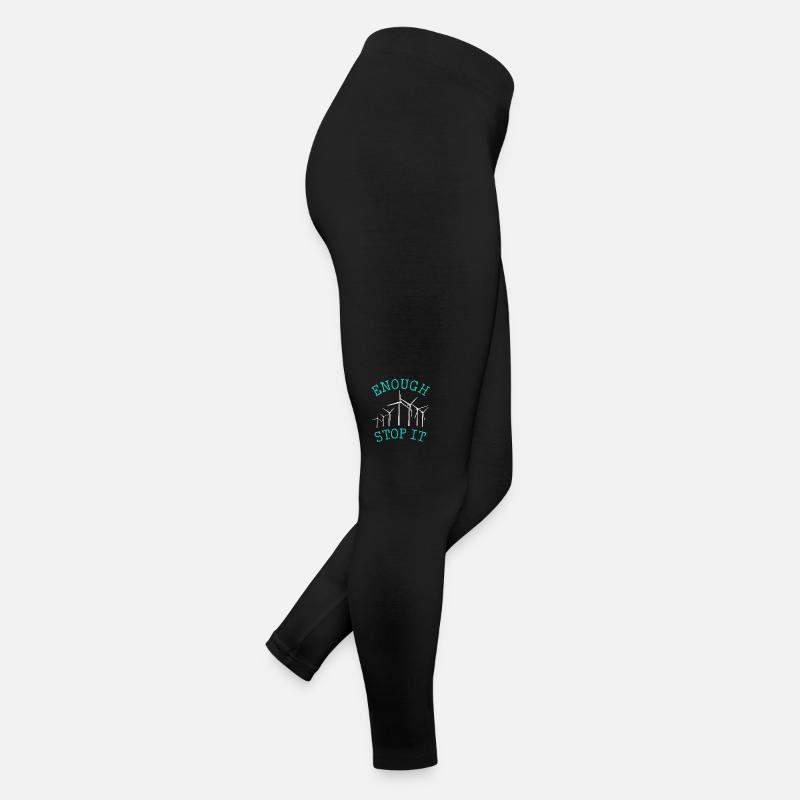 No to wind turbines, Enough, Stop it - Women’s Jersey Leggings - black