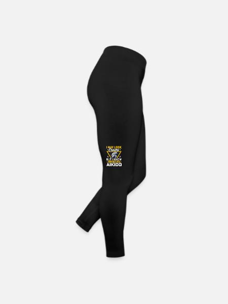 Ich sehe vielleicht verrückt aus, aber ich weiß eine Menge über Aikido - Frauen Jersey Leggings - Schwarz - Rechts