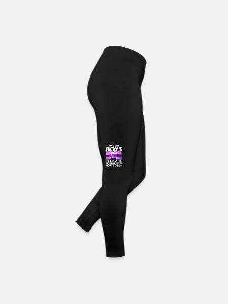 Lass dich von diesem Vater zeigen, wie man angelt - Frauen Jersey Leggings - Schwarz - Rechts