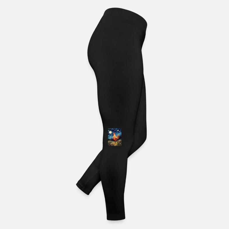 Chicken Van Gogh Starry Night Style Women’s Jersey Leggings