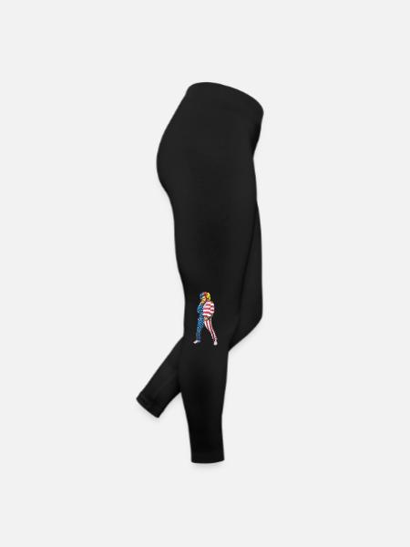 Rapper USA Amerika Pop Up Flagge US Hip Hop - Frauen Jersey Leggings - Schwarz - Rechts