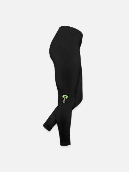 Palme Insel Baum Strand Urlaub Kokosnuss Meer Cool - Frauen Jersey Leggings - Schwarz - Rechts