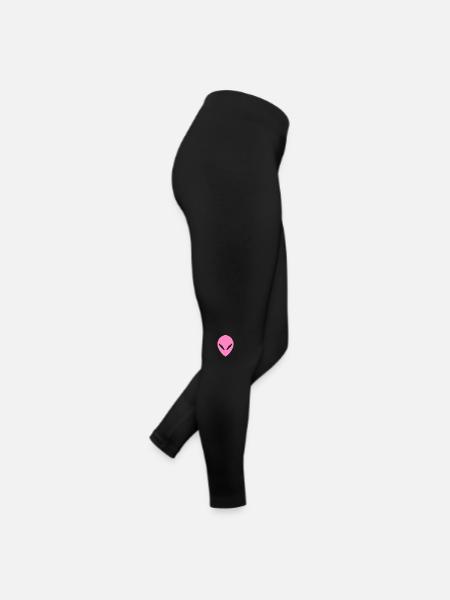 Ufo Alien Kopf Rosa - Frauen Jersey Leggings - Schwarz - Rechts