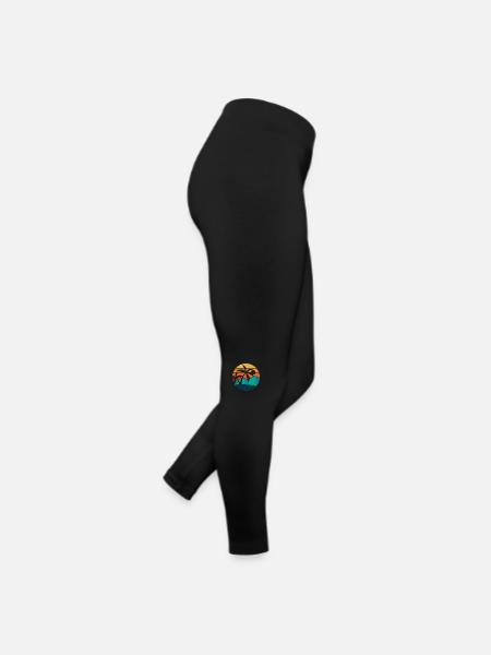 été palmier coucher du soleil retro - Legging en jersey Femme - noir - Droite