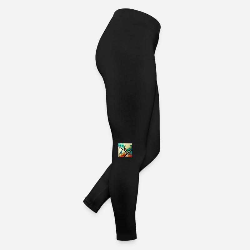 Birds Sitting on tree - Women’s Jersey Leggings - black