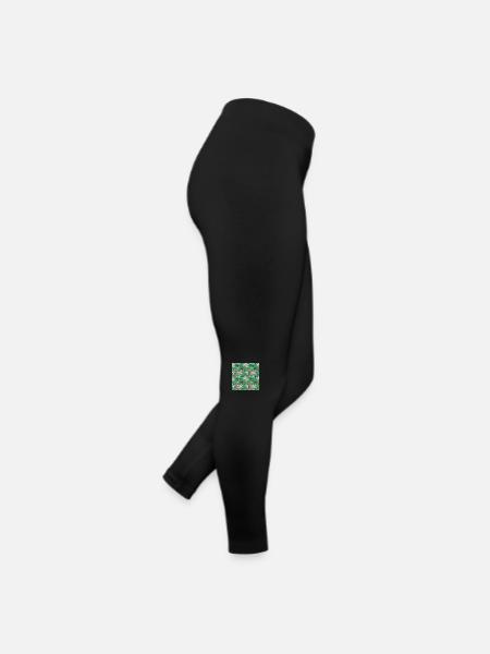 Grünes Blumenmuster - Frauen Jersey Leggings - Schwarz - Rechts