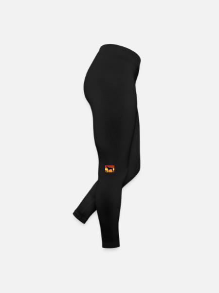 Black And Tan Coonhound Dog Silhouette Retro Sun - Women’s Jersey Leggings - black - Right