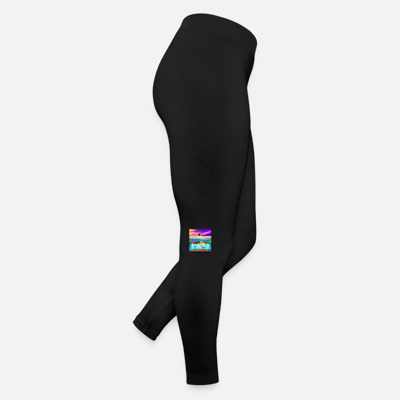 sunny vacation at sea side - Women’s Jersey Leggings - black