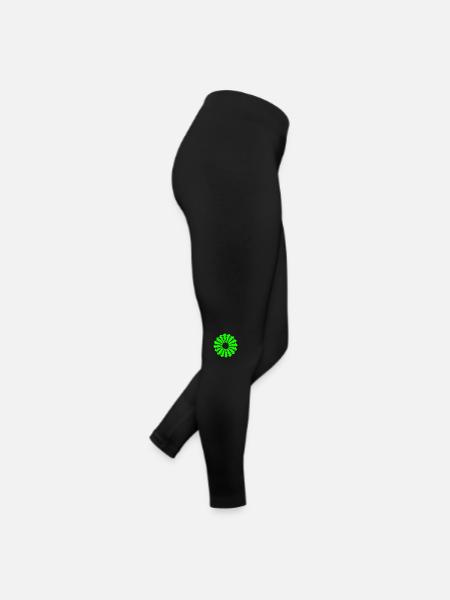 om sign chakra flower spirit neon green - Women’s Jersey Leggings - black - Right
