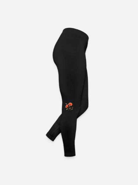 Blumen - Frauen Jersey Leggings - Schwarz - Rechts