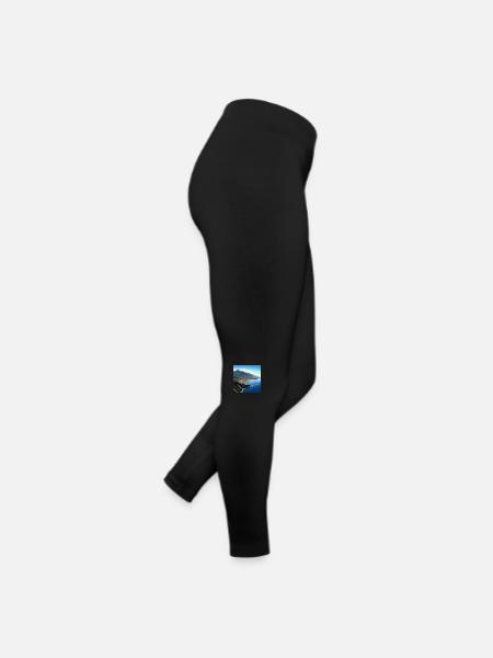 Tropischer Inselvulkan - Frauen Jersey Leggings - Schwarz - Rechts