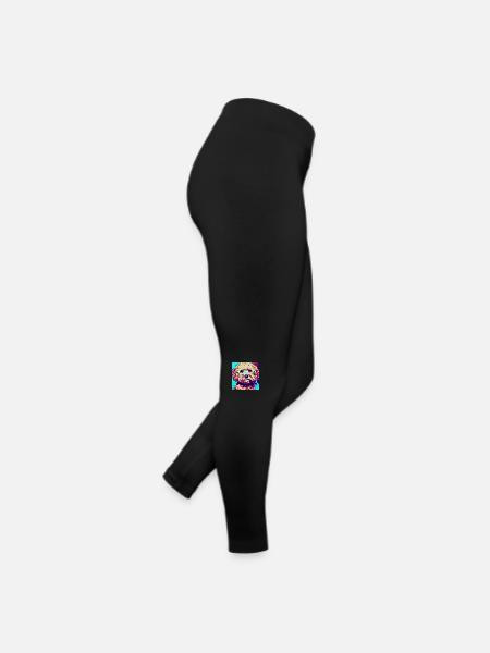 Poodle Cross Pop Art - Legging en jersey Femme - noir - Droite