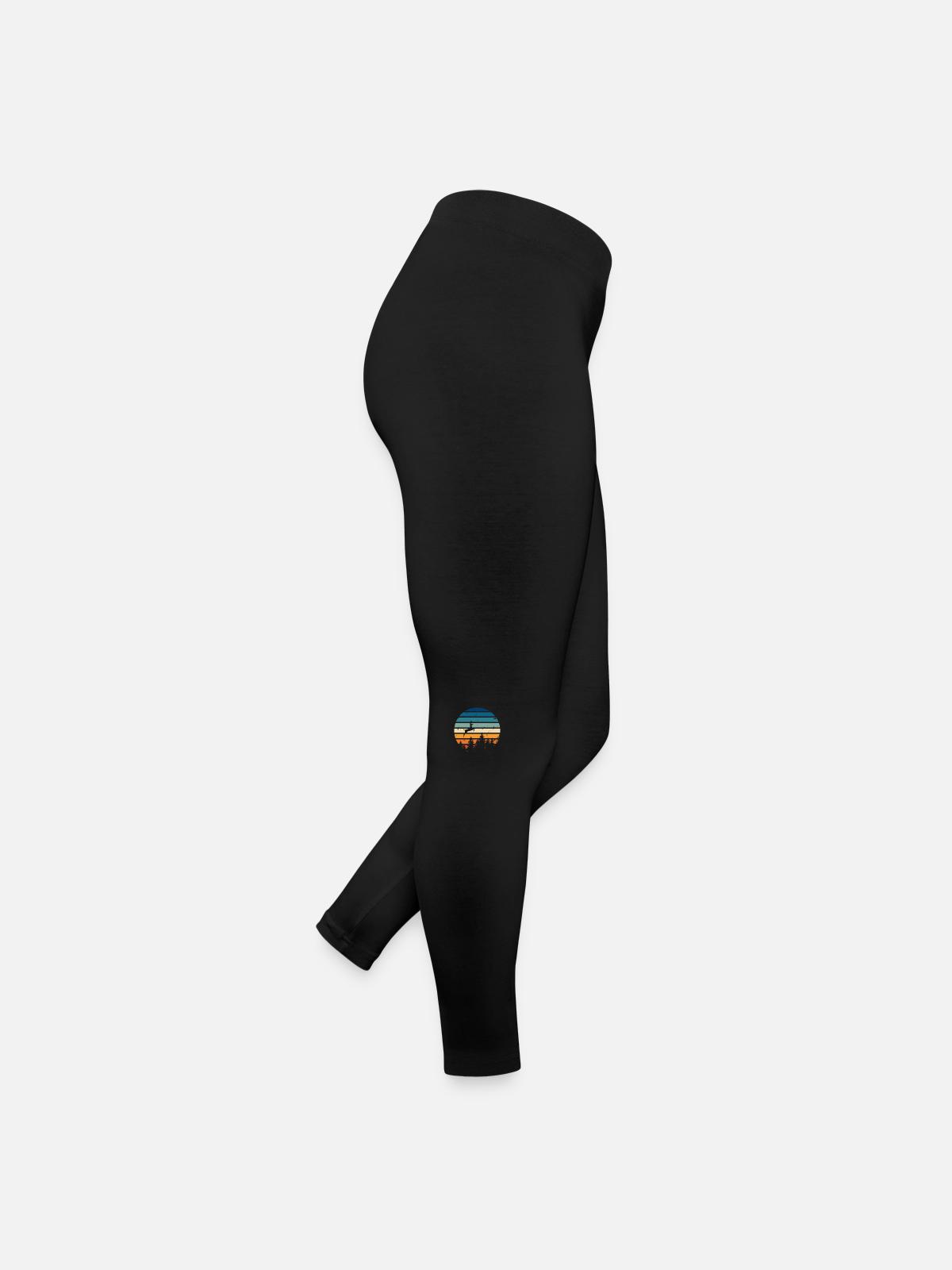 Retro deer - Women’s Jersey Leggings - black - Right