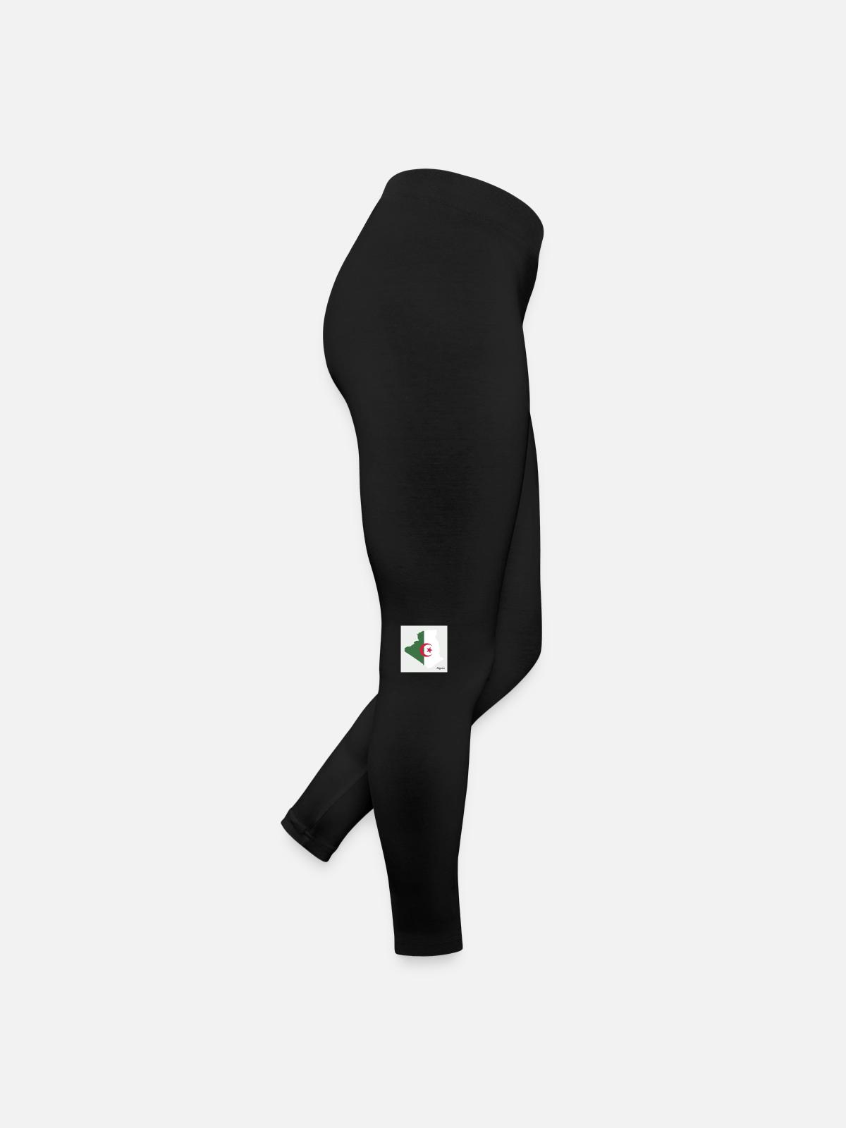 Algeria Flag, Map - Women’s Jersey Leggings - black - Right