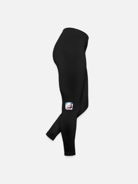 Anime Neko Girl und süßer weißer Hund - Frauen Jersey Leggings - Schwarz - Rechts
