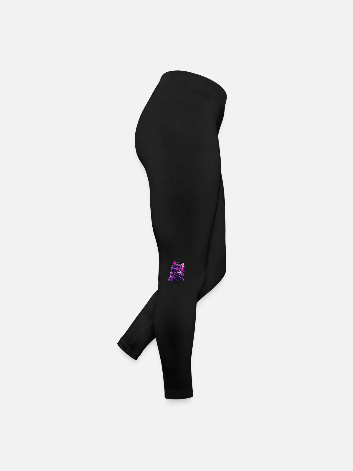 Techno Cat Neon - Women’s Jersey Leggings - black - Right