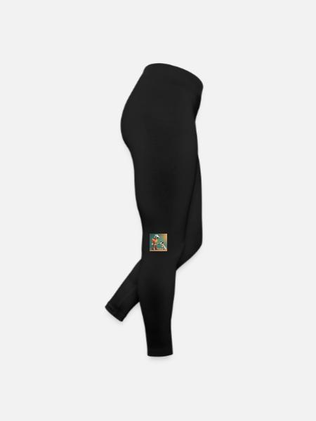 mignons petits robots vintage futuristes orange - Legging en jersey Femme - noir - Droite