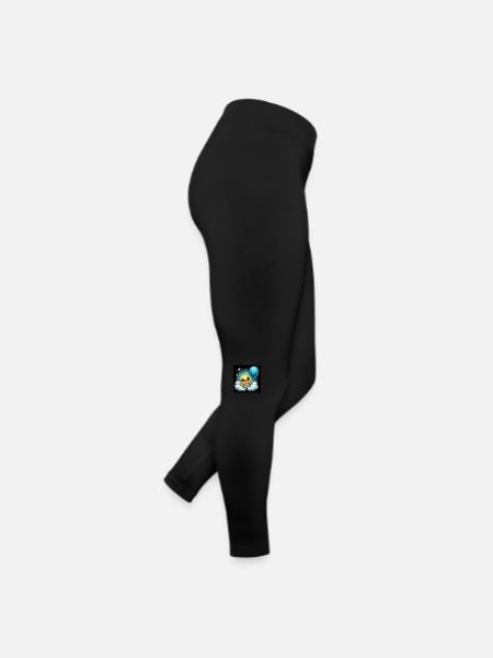 Space Küken mit blauem Ballon auf einer Wolke - Frauen Jersey Leggings - Schwarz - Rechts