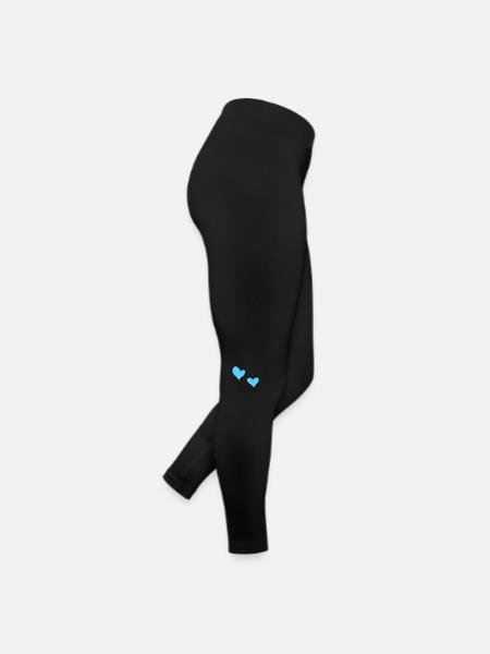 two hearts heart symbol love blue - Women’s Jersey Leggings - black - Right