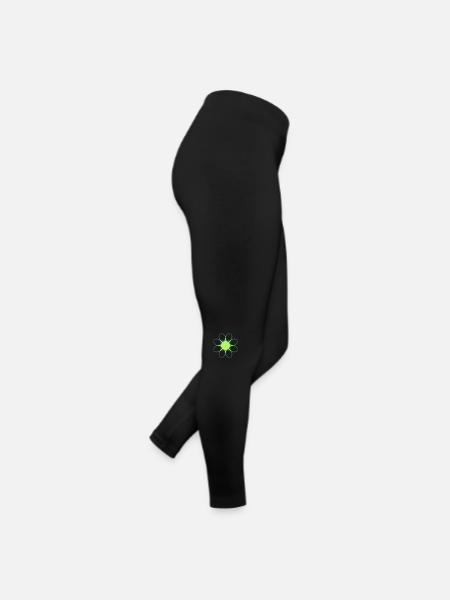 Green Beautiful Flower Tribal Lines Tattoo Design - Women’s Jersey Leggings - black - Right