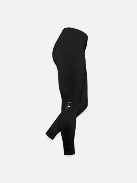 Letter l Gold Floral Frame - Women’s Jersey Leggings - black - Right