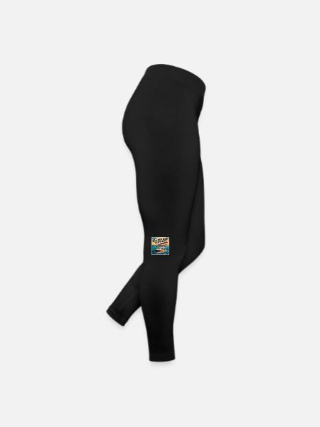 a vintage travel poster illustration wit J9ICn - Frauen Jersey Leggings - Schwarz - Rechts