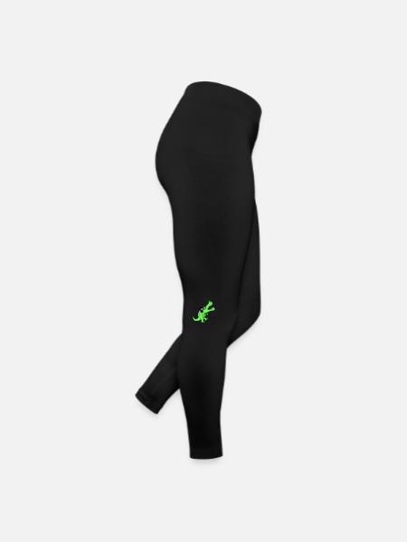 Krokodil DJ Cool Dino Party Club Musik Hören Spaß - Frauen Jersey Leggings - Schwarz - Rechts