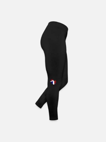 Frankreich Flagge Weihnachten Herz - Frauen Jersey Leggings - Schwarz - Rechts