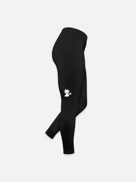 Cute smiling cat unicorn - Women’s Jersey Leggings - black - Right