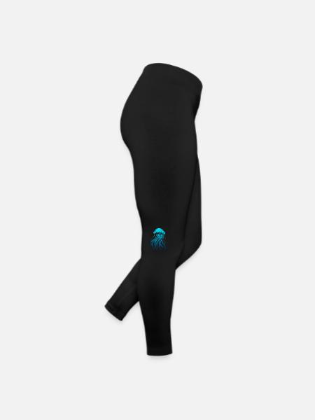 Glow With The Flow, Jellyfish with Tentacles, Saying - Women’s Jersey Leggings - black - Right