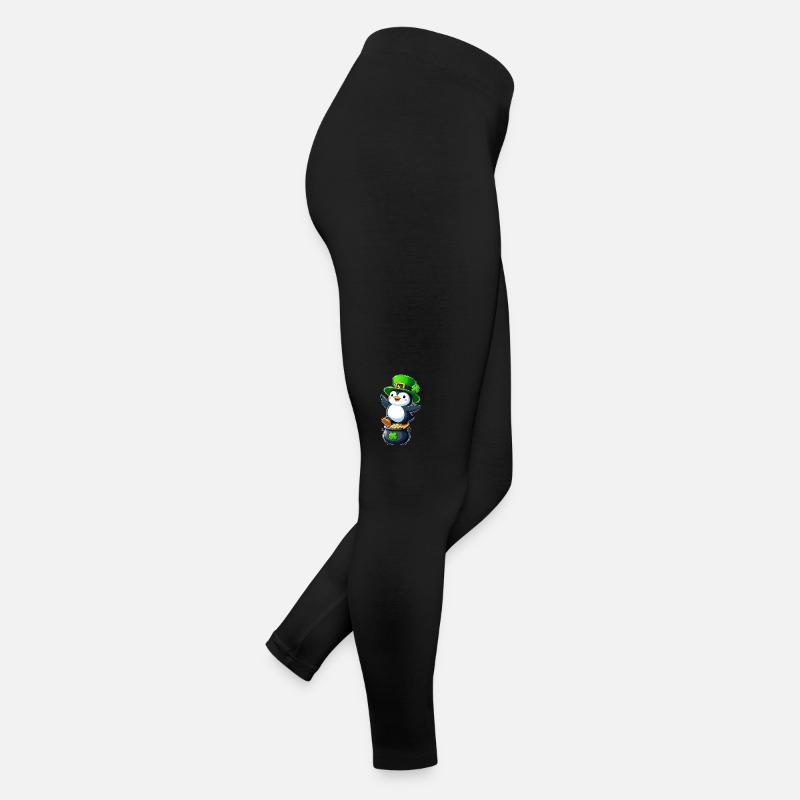 St. Patrick's Day Penguin Cylinder Shamrock Women’s Jersey Leggings