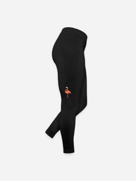 Flamingo aus Herbstblättern - Frauen Jersey Leggings - Schwarz - Rechts