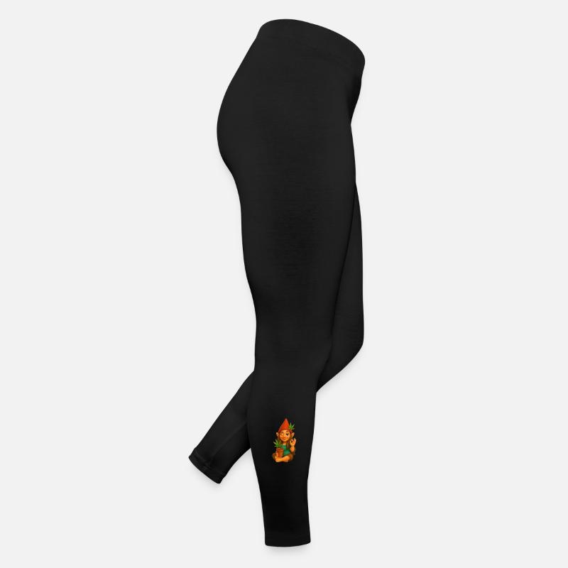 Zwergin im Schneidersitz mit Cannabispflanze Frauen Jersey Leggings